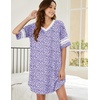 Ekouaer Nightgowns for Women Cotton Night Gowns Short Sleeve Sleepwear | Ladies Sleep Shirts Casual T Shirt Nightgown V Neck Night Shirts Soft Moo Moos Color Block Pajama Shirt Plus Size Nightshirts(B_purple Floral)