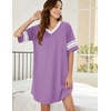 Ekouaer Nightgowns for Women Cotton Night Gowns Short Sleeve Sleepwear | Ladies Sleep Shirts Casual T Shirt Nightgown V Neck Night Shirts Soft Moo Moos Color Block Pajama Shirt Plus Size Nightshirts(A_lilac)