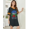 Ekouaer Nightgowns for Women Cotton Night Gowns Short Sleeve Sleepwear | Ladies Sleep Shirts Casual T Shirt Nightgown V Neck Night Shirts Soft Moo Moos Color Block Pajama Shirt Plus Size Nightshirts(C_dream Grey)
