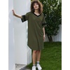Ekouaer Nightgowns for Women Cotton Night Gowns Short Sleeve Sleepwear | Ladies Sleep Shirts Casual T Shirt Nightgown V Neck Night Shirts Soft Moo Moos Color Block Pajama Shirt Plus Size Nightshirts(A_army Green)