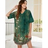 Ekouaer Nightgowns for Women Cotton Night Gowns Short Sleeve Sleepwear | Ladies Sleep Shirts Casual T Shirt Nightgown V Neck Night Shirts Soft Moo Moos Color Block Pajama Shirt Plus Size Nightshirts(B_green Flower)