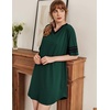 Ekouaer Nightgowns for Women Cotton Night Gowns Short Sleeve Sleepwear | Ladies Sleep Shirts Casual T Shirt Nightgown V Neck Night Shirts Soft Moo Moos Color Block Pajama Shirt Plus Size Nightshirts(A_green)
