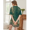 Ekouaer Nightgowns for Women Cotton Night Gowns Short Sleeve Sleepwear | Ladies Sleep Shirts Casual T Shirt Nightgown V Neck Night Shirts Soft Moo Moos Color Block Pajama Shirt Plus Size Nightshirts(B_green Flower)