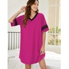 Ekouaer Nightgowns for Women Cotton Night Gowns Short Sleeve Sleepwear | Ladies Sleep Shirts Casual T Shirt Nightgown V Neck Night Shirts Soft Moo Moos Color Block Pajama Shirt Plus Size Nightshirts(A_rose Red)