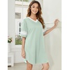 Ekouaer Nightgowns for Women Cotton Night Gowns Short Sleeve Sleepwear | Ladies Sleep Shirts Casual T Shirt Nightgown V Neck Night Shirts Soft Moo Moos Color Block Pajama Shirt Plus Size Nightshirts(A_light Green)