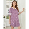 Ekouaer Nightgowns for Women Cotton Night Gowns Short Sleeve Sleepwear | Ladies Sleep Shirts Casual T Shirt Nightgown V Neck Night Shirts Soft Moo Moos Color Block Pajama Shirt Plus Size Nightshirts(C_stars Purple)