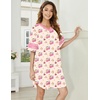Ekouaer Nightgowns for Women Cotton Night Gowns Short Sleeve Sleepwear | Ladies Sleep Shirts Casual T Shirt Nightgown V Neck Night Shirts Soft Moo Moos Color Block Pajama Shirt Plus Size Nightshirts(B_teddy)