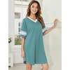 Ekouaer Nightgowns for Women Cotton Night Gowns Short Sleeve Sleepwear | Ladies Sleep Shirts Casual T Shirt Nightgown V Neck Night Shirts Soft Moo Moos Color Block Pajama Shirt Plus Size Nightshirts(A_mint Green)