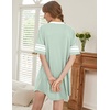 Ekouaer Nightgowns for Women Cotton Night Gowns Short Sleeve Sleepwear | Ladies Sleep Shirts Casual T Shirt Nightgown V Neck Night Shirts Soft Moo Moos Color Block Pajama Shirt Plus Size Nightshirts(A_light Green)