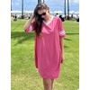 Ekouaer Nightgowns for Women Cotton Night Gowns Short Sleeve Sleepwear | Ladies Sleep Shirts Casual T Shirt Nightgown V Neck Night Shirts Soft Moo Moos Color Block Pajama Shirt Plus Size Nightshirts(A_hot Pink)