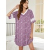 Ekouaer Nightgowns for Women Cotton Night Gowns Short Sleeve Sleepwear | Ladies Sleep Shirts Casual T Shirt Nightgown V Neck Night Shirts Soft Moo Moos Color Block Pajama Shirt Plus Size Nightshirts(C_stars Purple)