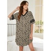 Ekouaer Nightgowns for Women Cotton Night Gowns Short Sleeve Sleepwear | Ladies Sleep Shirts Casual T Shirt Nightgown V Neck Night Shirts Soft Moo Moos Color Block Pajama Shirt Plus Size Nightshirts(B_leopard)