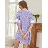 Ekouaer Nightgowns for Women Cotton Night Gowns Short Sleeve Sleepwear | Ladies Sleep Shirts Casual T Shirt Nightgown V Neck Night Shirts Soft Moo Moos Color Block Pajama Shirt Plus Size Nightshirts(B_purple Floral)