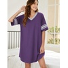 Ekouaer Nightgowns for Women Cotton Night Gowns Short Sleeve Sleepwear | Ladies Sleep Shirts Casual T Shirt Nightgown V Neck Night Shirts Soft Moo Moos Color Block Pajama Shirt Plus Size Nightshirts(A_purple)