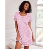Ekouaer Nightgowns for Women Cotton Sleep Shirt Short Sleeve Night Shirt | Crew Neck Night Gown, Soft Sleepwear, Casual T Shirt Pajama Dress, Short Lounge Dress, Pullover Loungewear for Daily, Sleep(Pink Floral)