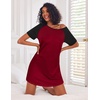 Ekouaer Nightgowns for Women Cotton Sleep Shirt Short Sleeve Night Shirt | Crew Neck Night Gown, Soft Sleepwear, Casual T Shirt Pajama Dress, Short Lounge Dress, Pullover Loungewear for Daily, Sleep(Wine Red)