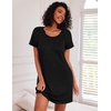 Ekouaer Nightgowns for Women Cotton Sleep Shirt Short Sleeve Night Shirt | Crew Neck Night Gown, Soft Sleepwear, Casual T Shirt Pajama Dress, Short Lounge Dress, Pullover Loungewear for Daily, Sleep(Black)