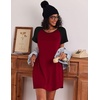 Ekouaer Nightgowns for Women Cotton Sleep Shirt Short Sleeve Night Shirt | Crew Neck Night Gown, Soft Sleepwear, Casual T Shirt Pajama Dress, Short Lounge Dress, Pullover Loungewear for Daily, Sleep(Wine Red)