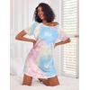 Ekouaer Nightgowns for Women Cotton Sleep Shirt Short Sleeve Night Shirt | Crew Neck Night Gown, Soft Sleepwear, Casual T Shirt Pajama Dress, Short Lounge Dress, Pullover Loungewear for Daily, Sleep(Pink Tie Dye)