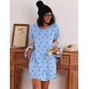 Ekouaer Nightgowns for Women Cotton Sleep Shirt Short Sleeve Night Shirt | Crew Neck Night Gown, Soft Sleepwear, Casual T Shirt Pajama Dress, Short Lounge Dress, Pullover Loungewear for Daily, Sleep(Blue Moon)
