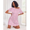 Ekouaer Nightgowns for Women Cotton Sleep Shirt Short Sleeve Night Shirt | Crew Neck Night Gown, Soft Sleepwear, Casual T Shirt Pajama Dress, Short Lounge Dress, Pullover Loungewear for Daily, Sleep(Pink Floral)