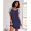 Ekouaer Nightgowns for Women Cotton Sleep Shirt Short Sleeve Night Shirt | Crew Neck Night Gown, Soft Sleepwear, Casual T Shirt Pajama Dress, Short Lounge Dress, Pullover Loungewear for Daily, Sleep(Navy Blue)