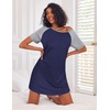 Ekouaer Nightgowns for Women Cotton Sleep Shirt Short Sleeve Night Shirt | Crew Neck Night Gown, Soft Sleepwear, Casual T Shirt Pajama Dress, Short Lounge Dress, Pullover Loungewear for Daily, Sleep(Navy Blue)