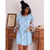 Ekouaer Nightgowns for Women Cotton Sleep Shirt Short Sleeve Night Shirt | Crew Neck Night Gown, Soft Sleepwear, Casual T Shirt Pajama Dress, Short Lounge Dress, Pullover Loungewear for Daily, Sleep(Blue Flowers)