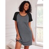 Ekouaer Nightgowns for Women Cotton Sleep Shirt Short Sleeve Night Shirt | Crew Neck Night Gown, Soft Sleepwear, Casual T Shirt Pajama Dress, Short Lounge Dress, Pullover Loungewear for Daily, Sleep(Dark Grey)