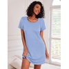 Ekouaer Nightgowns for Women Cotton Sleep Shirt Short Sleeve Night Shirt | Crew Neck Night Gown, Soft Sleepwear, Casual T Shirt Pajama Dress, Short Lounge Dress, Pullover Loungewear for Daily, Sleep(Light Blue)