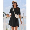 Ekouaer Nightgowns for Women Cotton Sleep Shirt Short Sleeve Night Shirt | Crew Neck Night Gown, Soft Sleepwear, Casual T Shirt Pajama Dress, Short Lounge Dress, Pullover Loungewear for Daily, Sleep(Black)