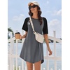 Ekouaer Nightgowns for Women Cotton Sleep Shirt Short Sleeve Night Shirt | Crew Neck Night Gown, Soft Sleepwear, Casual T Shirt Pajama Dress, Short Lounge Dress, Pullover Loungewear for Daily, Sleep(Dark Grey)