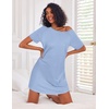 Ekouaer Nightgowns for Women Cotton Sleep Shirt Short Sleeve Night Shirt | Crew Neck Night Gown, Soft Sleepwear, Casual T Shirt Pajama Dress, Short Lounge Dress, Pullover Loungewear for Daily, Sleep(Light Blue)