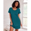 Ekouaer Nightgowns for Women Cotton Sleep Shirt Short Sleeve Night Shirt | Crew Neck Night Gown, Soft Sleepwear, Casual T Shirt Pajama Dress, Short Lounge Dress, Pullover Loungewear for Daily, Sleep(Blue)