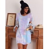 Ekouaer Nightgowns for Women Cotton Sleep Shirt Short Sleeve Night Shirt | Crew Neck Night Gown, Soft Sleepwear, Casual T Shirt Pajama Dress, Short Lounge Dress, Pullover Loungewear for Daily, Sleep(Purple Tie Dye)