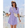 Ekouaer Nightgowns for Women Cotton Sleep Shirt Short Sleeve Night Shirt | Crew Neck Night Gown, Soft Sleepwear, Casual T Shirt Pajama Dress, Short Lounge Dress, Pullover Loungewear for Daily, Sleep(Purple Abstract Dots)