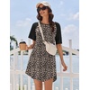 Ekouaer Nightgowns for Women Cotton Sleep Shirt Short Sleeve Night Shirt | Crew Neck Night Gown, Soft Sleepwear, Casual T Shirt Pajama Dress, Short Lounge Dress, Pullover Loungewear for Daily, Sleep(Leopard Print)