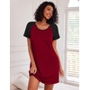 Ekouaer Nightgowns for Women Cotton Sleep Shirt Short Sleeve Night Shirt | Crew Neck Night Gown, Soft Sleepwear, Casual T Shirt Pajama Dress, Short Lounge Dress, Pullover Loungewear for Daily, Sleep(Wine Red)