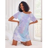Ekouaer Nightgowns for Women Cotton Sleep Shirt Short Sleeve Night Shirt | Crew Neck Night Gown, Soft Sleepwear, Casual T Shirt Pajama Dress, Short Lounge Dress, Pullover Loungewear for Daily, Sleep(Purple Tie Dye)