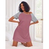 Ekouaer Nightgowns for Women Cotton Sleep Shirt Short Sleeve Night Shirt | Crew Neck Night Gown, Soft Sleepwear, Casual T Shirt Pajama Dress, Short Lounge Dress, Pullover Loungewear for Daily, Sleep(Peach Pink)