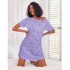 Ekouaer Nightgowns for Women Cotton Sleep Shirt Short Sleeve Night Shirt | Crew Neck Night Gown, Soft Sleepwear, Casual T Shirt Pajama Dress, Short Lounge Dress, Pullover Loungewear for Daily, Sleep(Purple Abstract Dots)