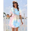 Ekouaer Nightgowns for Women Cotton Sleep Shirt Short Sleeve Night Shirt | Crew Neck Night Gown, Soft Sleepwear, Casual T Shirt Pajama Dress, Short Lounge Dress, Pullover Loungewear for Daily, Sleep(Pink Tie Dye)