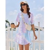 Ekouaer Nightgowns for Women Cotton Sleep Shirt Short Sleeve Night Shirt | Crew Neck Night Gown, Soft Sleepwear, Casual T Shirt Pajama Dress, Short Lounge Dress, Pullover Loungewear for Daily, Sleep(Purple Tie Dye)