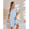 Ekouaer Nightgowns for Women House Dress with Pockets Button Down Sleepshirt Short Sleeve Nightshirt Housecoat | Button Up Night Gowns,Short Sleeve Housecoat,Moo Moos for Elderly Women,Labor and Delivery Gown for Pregnant and Postpartum(Blue Daisy)