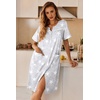 Ekouaer Nightgowns for Women House Dress with Pockets Button Down Sleepshirt Short Sleeve Nightshirt Housecoat | Button Up Night Gowns,Short Sleeve Housecoat,Moo Moos for Elderly Women,Labor and Delivery Gown for Pregnant and Postpartum(Grey Stars)