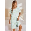 Ekouaer Nightgowns for Women House Dress with Pockets Button Down Sleepshirt Short Sleeve Nightshirt Housecoat | Button Up Night Gowns,Short Sleeve Housecoat,Moo Moos for Elderly Women,Labor and Delivery Gown for Pregnant and Postpartum(Green Daisy)