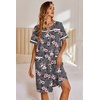 Ekouaer Nightgowns for Women House Dress with Pockets Button Down Sleepshirt Short Sleeve Nightshirt Housecoat | Button Up Night Gowns,Short Sleeve Housecoat,Moo Moos for Elderly Women,Labor and Delivery Gown for Pregnant and Postpartum(Grey Floral)