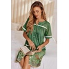 Ekouaer Nightgowns for Women House Dress with Pockets Button Down Sleepshirt Short Sleeve Nightshirt Housecoat | Button Up Night Gowns,Short Sleeve Housecoat,Moo Moos for Elderly Women,Labor and Delivery Gown for Pregnant and Postpartum(Green Flower)