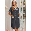 Ekouaer Nightgowns for Women House Dress with Pockets Button Down Sleepshirt Short Sleeve Nightshirt Housecoat | Button Up Night Gowns,Short Sleeve Housecoat,Moo Moos for Elderly Women,Labor and Delivery Gown for Pregnant and Postpartum(Dark Grey)
