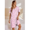 Ekouaer Nightgowns for Women House Dress with Pockets Button Down Sleepshirt Short Sleeve Nightshirt Housecoat | Button Up Night Gowns,Short Sleeve Housecoat,Moo Moos for Elderly Women,Labor and Delivery Gown for Pregnant and Postpartum(Pink Floral)